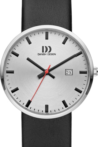 Reloj de cuarzo de piel - Negro y plateado
