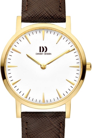 Reloj de cuarzo de piel London - Marrón y dorado