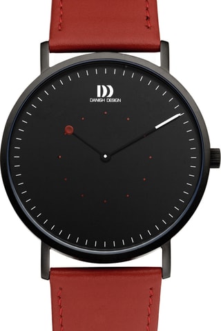 Reloj de cuarzo de piel On The Dot - Rojo y negro