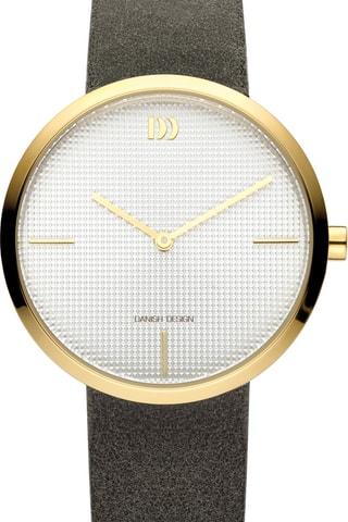 Reloj de cuarzo de piel - Gris y dorado