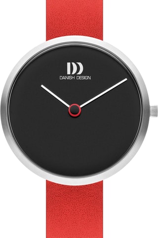 Reloj de cuarzo de piel Centro - Rojo y plateado