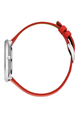 Reloj de cuarzo de piel Centro - Rojo y plateado