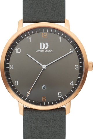 Reloj de cuarzo de piel - Gris y dorado