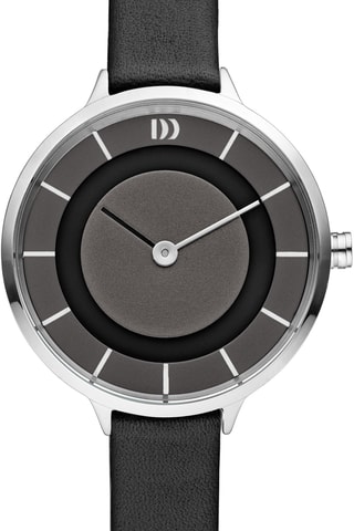 Reloj de cuarzo de piel - Negro y plateado