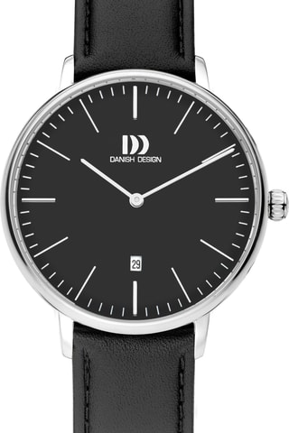 Reloj de cuarzo de piel Koltur - Negro y plateado