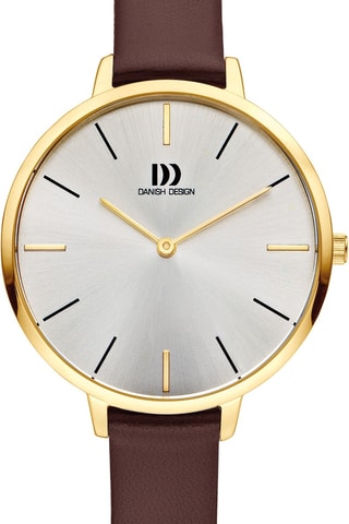 Reloj de cuarzo de piel - Marrón y dorado