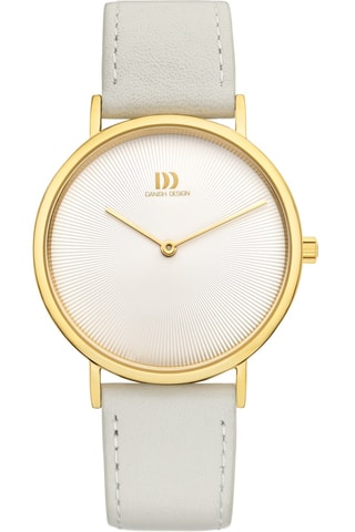 Reloj de cuarzo de piel Marilyn - Blanco y dorado