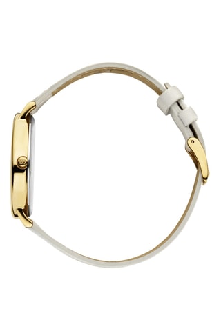 Reloj de cuarzo de piel Marilyn - Blanco y dorado