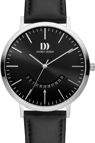 Reloj de cuarzo de piel Morsø - Negro y plateado