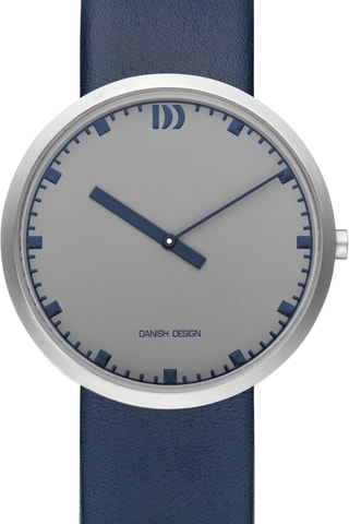 Reloj de cuarzo de piel Long Hour - Azul y plateado