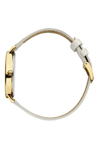 Reloj de cuarzo de piel Marilyn - Blanco y dorado