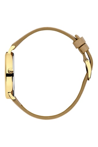 Reloj de cuarzo de piel Sydney - Beige y dorado