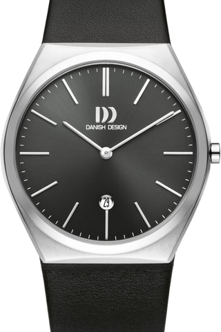 Reloj de cuarzo de piel Tåsinge - Negro y plateado