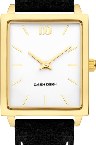 Reloj de cuarzo de piel Miami - Negro y dorado