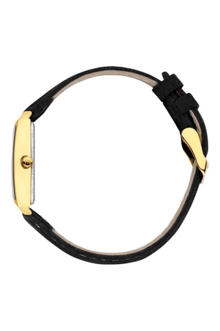 Reloj de cuarzo de piel Miami - Negro y dorado