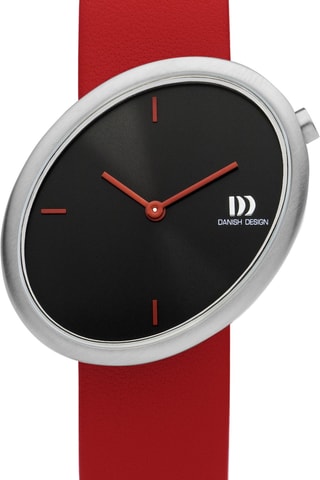 Reloj de cuarzo de piel Ellipse - Rojo y plateado