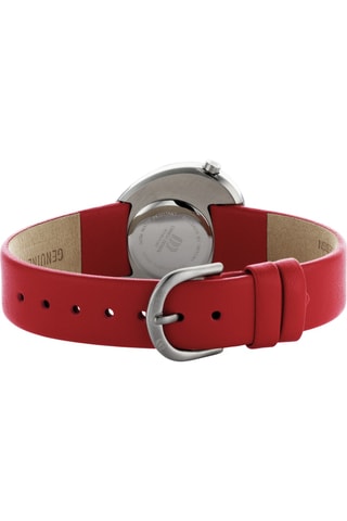Reloj de cuarzo de piel Ellipse - Rojo y plateado