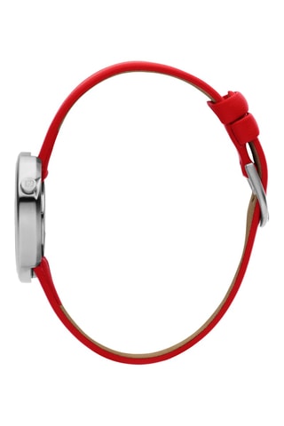 Reloj de cuarzo de piel Ellipse - Rojo y plateado