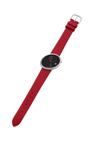 Reloj de cuarzo de piel Ellipse - Rojo y plateado