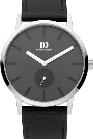 Reloj de cuarzo de piel Tokyo - Negro y plateado