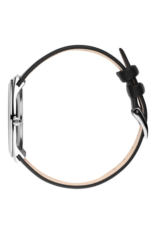Reloj de cuarzo de piel Tåsinge - Negro y plateado
