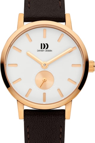 Reloj de cuarzo de piel Tokyo - Marrón y rosa dorado