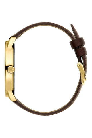 Reloj de cuarzo de piel - Marrón y dorado