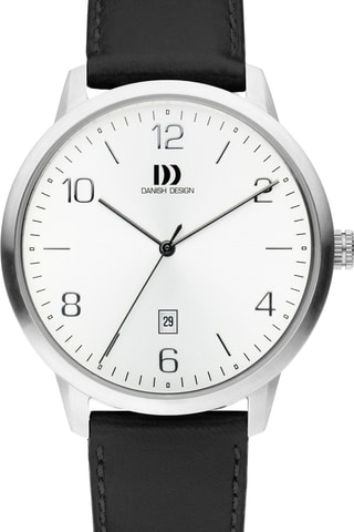 Reloj de cuarzo de piel - Negro y plateado