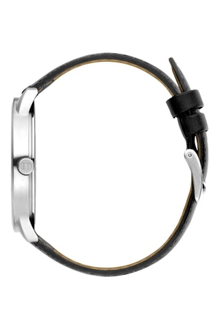Reloj de cuarzo de piel - Negro y plateado