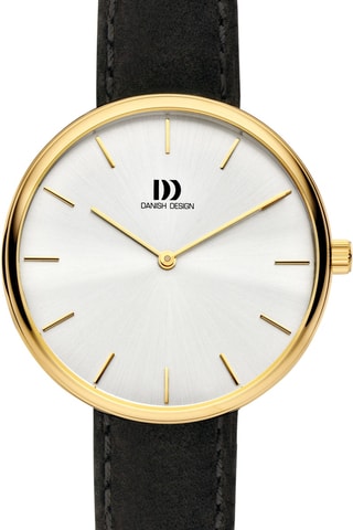 Reloj de cuarzo de piel - Negro y dorado