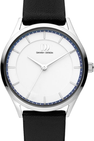 Reloj de cuarzo de piel Nile - Negro y plateado