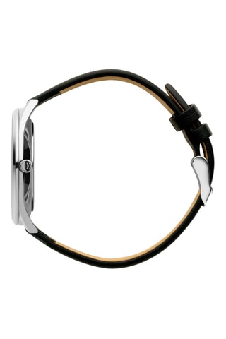 Reloj de cuarzo de piel Nile - Negro y plateado