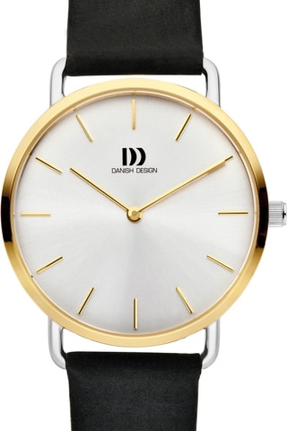Reloj de cuarzo de piel Læsø - Negro y dorado
