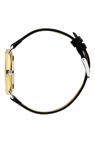 Reloj de cuarzo de piel Læsø - Negro y dorado