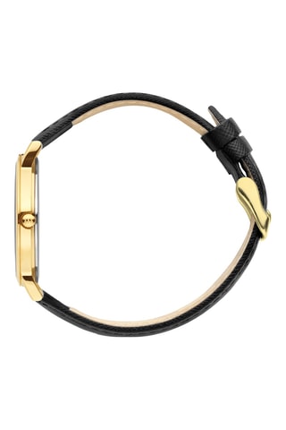 Reloj de cuarzo de piel London - Negro y dorado