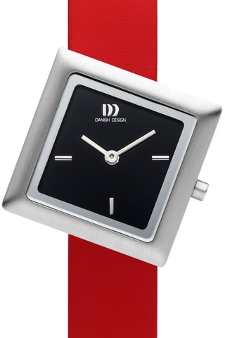 Reloj de cuarzo de piel Tilt - Rojo y plateado