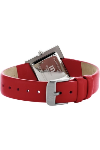 Reloj de cuarzo de piel Tilt - Rojo y plateado