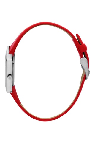 Reloj de cuarzo de piel Tilt - Rojo y plateado