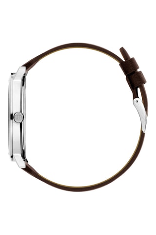 Reloj de cuarzo de piel - Marrón y plateado