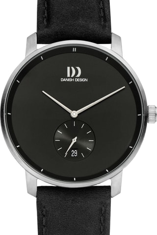 Reloj de cuarzo de piel Donau - Negro y plateado