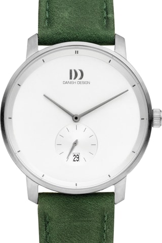 Reloj de cuarzo de piel Donau - Verde y plateado