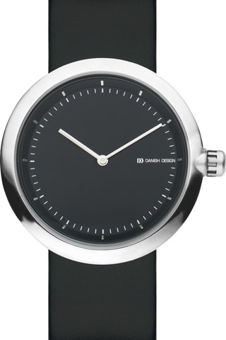 Reloj de cuarzo de piel - Negro y plateado
