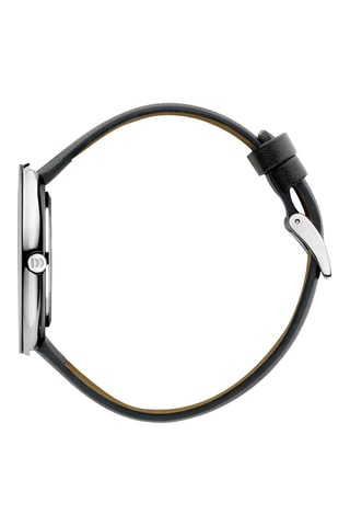 Reloj de cuarzo de piel - Negro y plateado