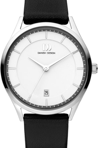 Reloj de cuarzo de piel Nile - Negro y plateado