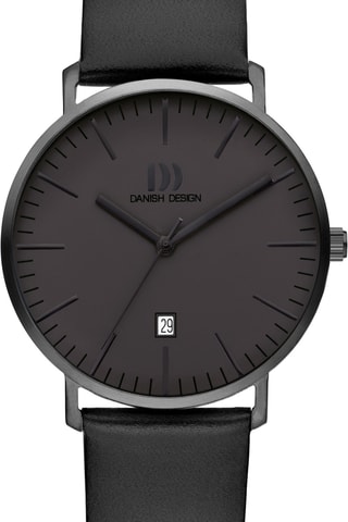 Reloj de cuarzo de piel Hudson - Negro