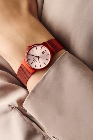 Reloj de cuarzo de acero Tåge - Rojo