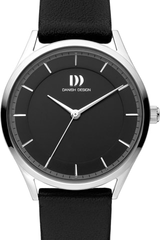 Reloj de cuarzo de piel Nile - Negro y plateado