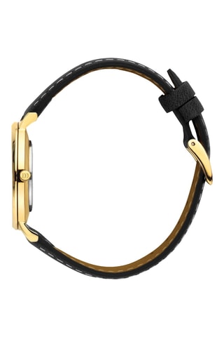 Reloj de cuarzo de piel Ærø - Negro y dorado