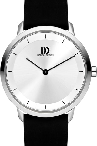 Reloj de cuarzo de piel Anholt - Negro y plateado