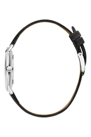 Reloj de cuarzo de piel Anholt - Negro y plateado
